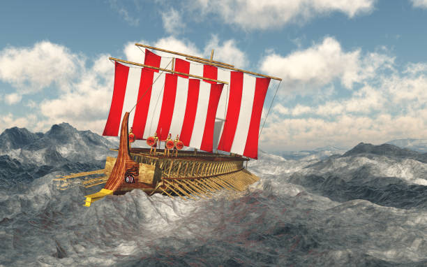 Odysseus and his companions in the stormy sea Computer generated 3D illustration with Odysseus and his companions in the stormy sea ulysses stock pictures, royalty-free photos & images