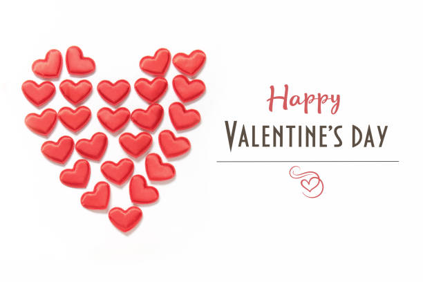 istock Valentine's day card. Invitation with red hearts on white. Top view. 1092590936