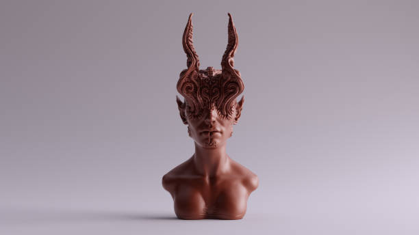 istock Chocolate Clay Antique Horned Demon Queen Statue Bust 1092591718