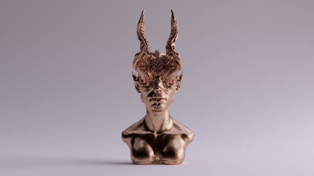 istock Bronze Antique Horned Demon Queen Statue Bust 1092605090