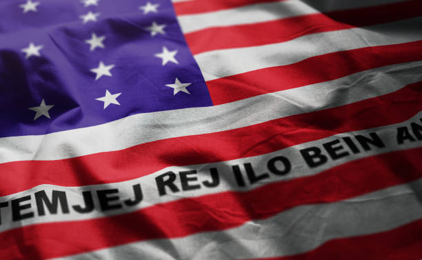istock Bikini Atoll Flag Flag Rumpled Close Up 1092606602