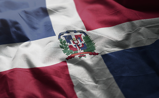 Dominican Republic Flag Rumpled Close Up