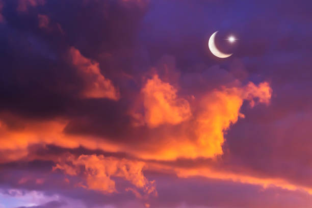 istock beautiful cloudscape with crescent moon and star 1092620754