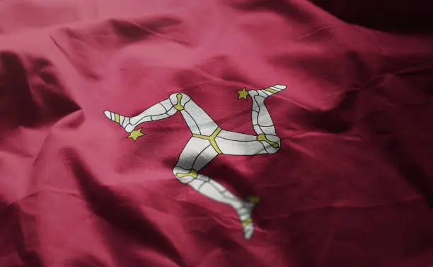 Isle of Man Flag Rumpled Close Up