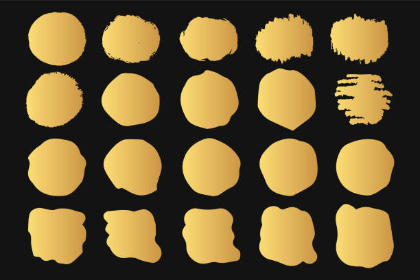 istock Set of hand drawn golden grunge torn shapes. Vector isolated background. Edge gold box frames. Distressed brush strokes, rough borders. 1092622930