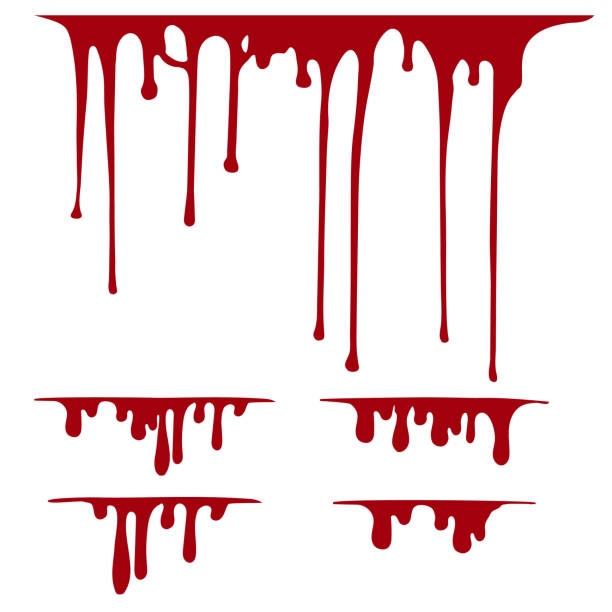 Hand drawn paint splatter, liquid melt. Horror leak. Blood drops. Vector isolated illustration. vector art illustration