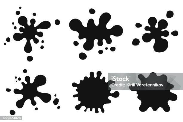 Grunge Blot Background Hand Drawn Paint Splatter Ink Drops Edge Brush Frame Vector Isolated Illustration Stock Illustration - Download Image Now