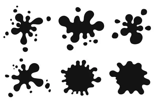 Vector illustration of Grunge blot background. Hand drawn paint splatter. Ink drops. Edge brush frame. Vector isolated illustration.