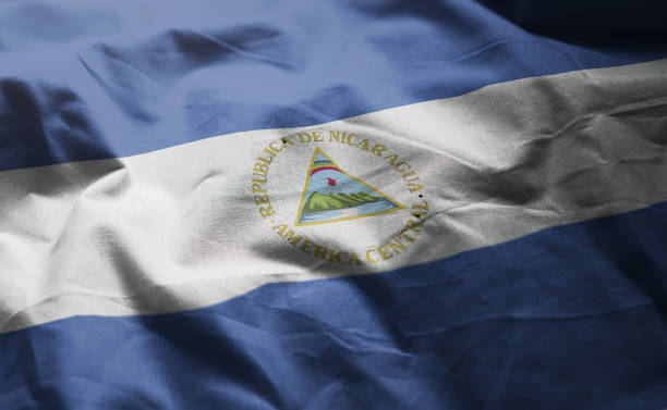 Nicaragua Flag Rumpled Close Up Nicaragua Flag Rumpled Close Up flag of nicaragua stock pictures, royalty-free photos & images