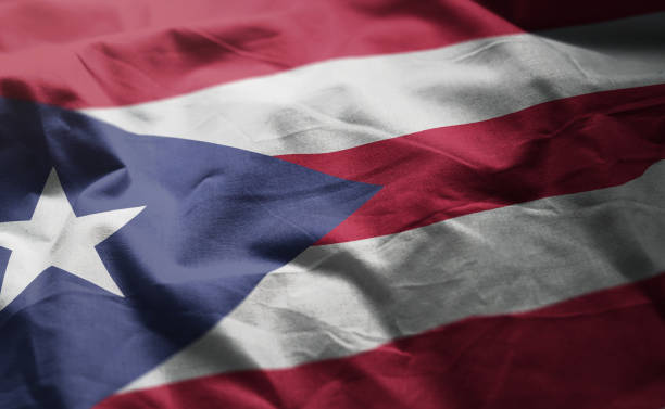 Puerto Rico Flag Rumpled Close Up