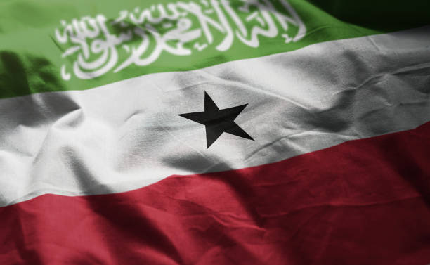 しわくちゃソマリランド フラグをクローズ アップ - somaliland ストックフォトと画像