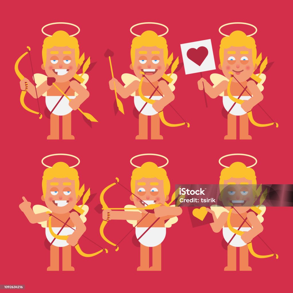 Cupid Set Funny Characters Cartoon Characters Part 2 Stock Illustration