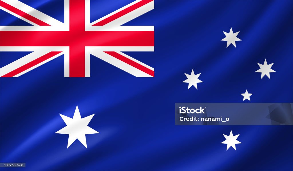 Australia Flag Realistic Vector Illustration, great for backgrounds Australian Flag stock vector
