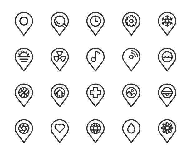 Map Pin Pointer - Line Icons Map Pin Pointer Line Icons Vector EPS File. heart shaped basketball stock illustrations