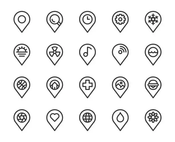 Vector illustration of Map Pin Pointer - Line Icons