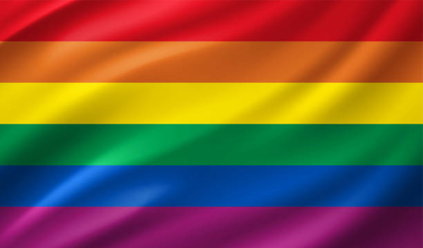 Rainbow Flag Realistic Vector Illustration, great for backgrounds lesbian flag stock illustrations