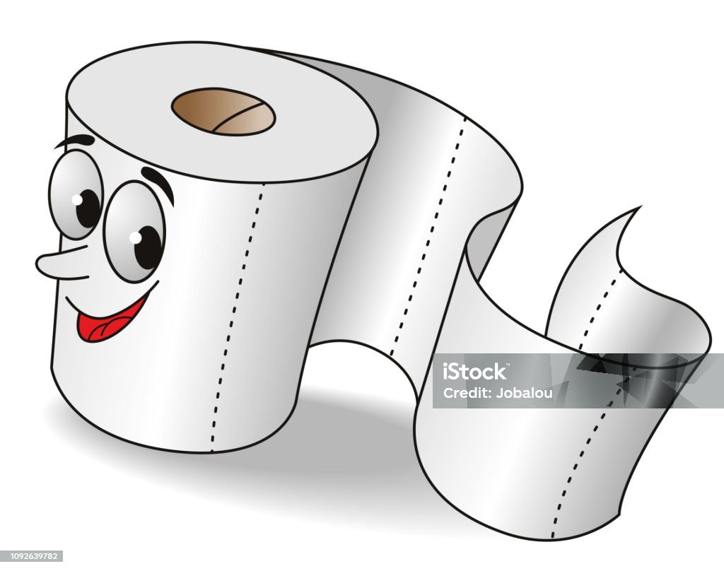 Cartoon Toilet Paper Vector Illustration of a Smiling Cartoon Toilet Paper Cartoon stock vector
