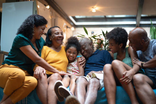 Multi-Generation African hispanic family at home Family is everything i love you photos stock pictures, royalty-free photos & images