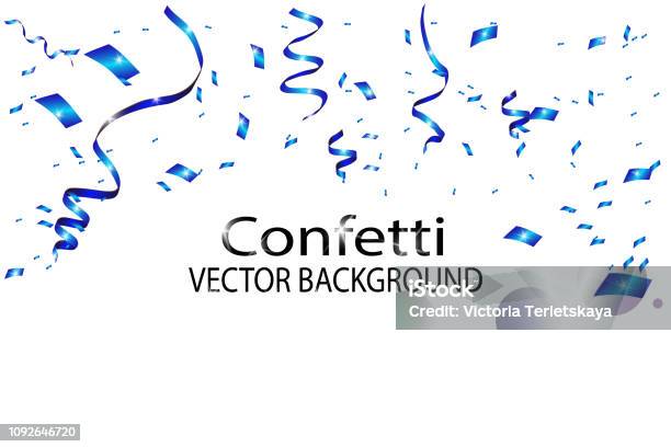 Blue Confetti Background Stock Illustration - Download Image Now - Confetti, Blue, Streamer