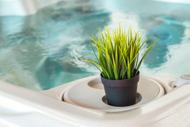 istock hot tub with decorative plants evoking a calm and relaxed atmosphere 1092655402