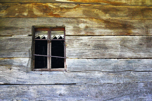 istock old wooden log wall wiht window 1092657438