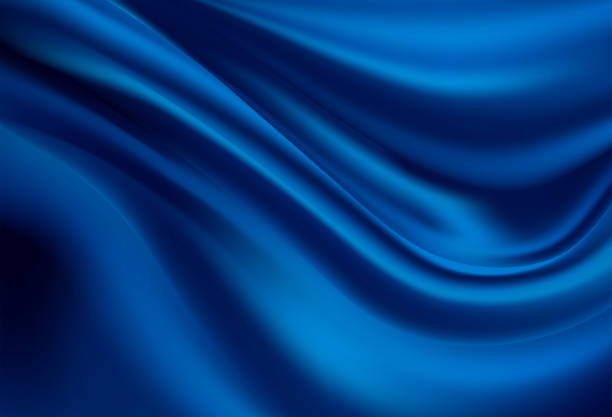 ilustraciones, imágenes clip art, dibujos animados e iconos de stock de onda de paño o líquido de lujo fondo abstracto vector o pliegues ondulados de material de terciopelo raso seda textura grunge - royal blue
