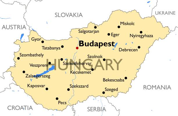 Hungary map Vector color map eger stock illustrations