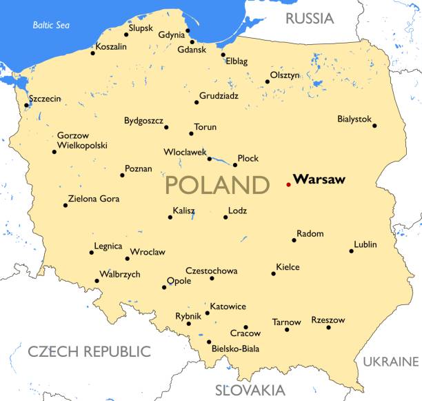 Poland map Vector color map gdynia stock illustrations