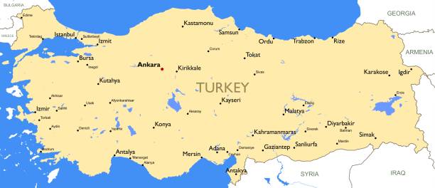 Turkey map Vector color map antakya stock illustrations