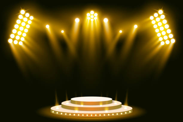 Yellow stage lighting background with spotlight vector illustration vector art illustration
