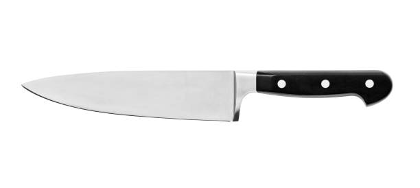 Chef's kitchen knife Sharp...do not touch! Chef's kitchen knife isolated on white background ,included clipping path kitchen knife stock pictures, royalty-free photos & images