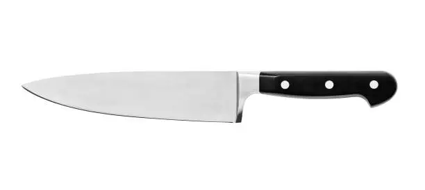 Sharp...do not touch! Chef's kitchen knife isolated on white background ,included clipping path
