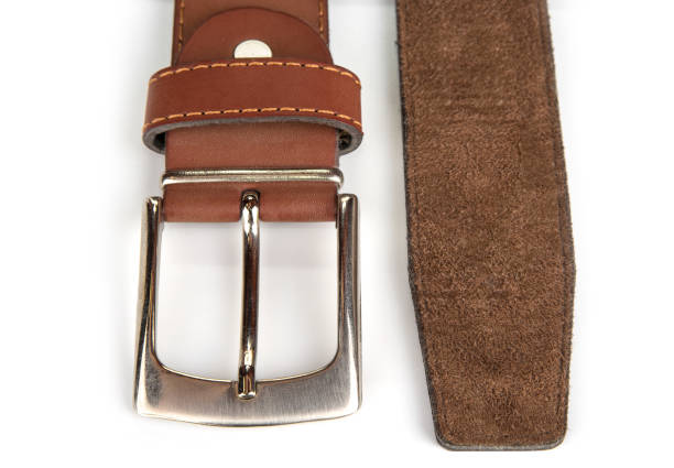 istock Leather belt with a  buckle on a white background 1092670462