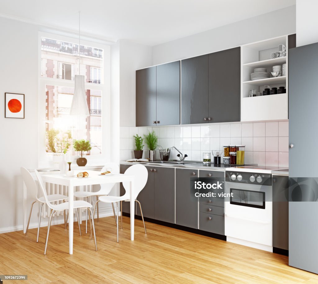 Modern Cozy Kitchen Interior Stock Photo   Download Image Now ...