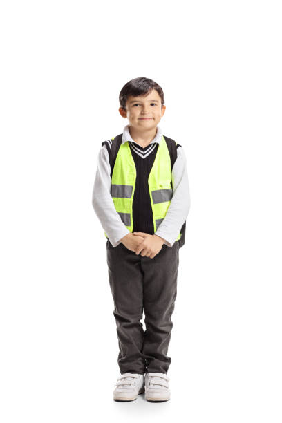 istock Schoolboy with a safety vest posing 1092674566