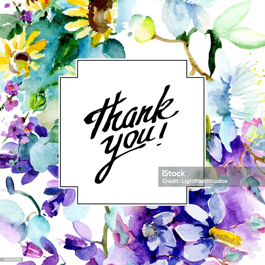 Bó Hoa Vẽ Màu Nước Bộ Minh Họa Nền Màu Nước Khung Hình Vuông Viền ...