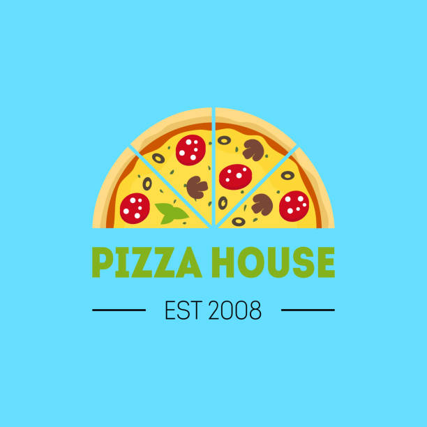 만화 피자 기호 색상 카드 포스터입니다. 벡터 - application software food pizza cheese stock illustrations