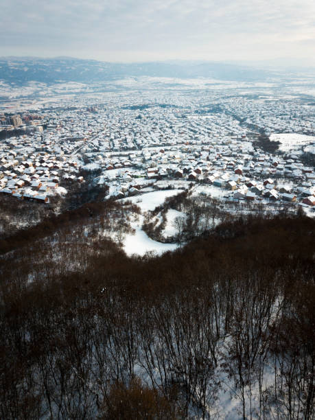 istock Aerial of rooftops covered with snow 1092682208