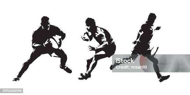 Ilustración de Rugby Conjunto De Siluetas De Vector Aislado De Los Jugadores De Rugby Resumen Dibujos A Tinta Deporte De Equipo y más Vectores Libres de Derechos de Rugby - Deporte