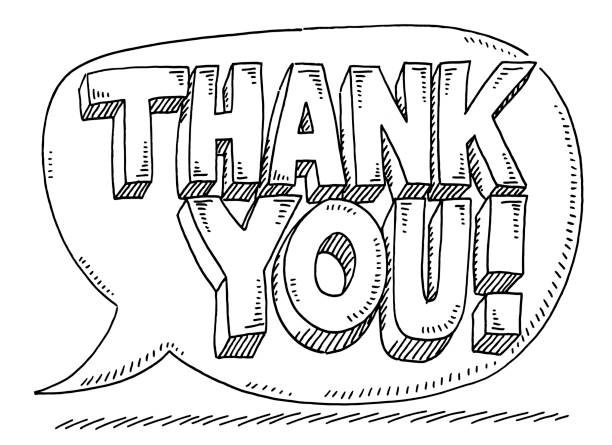 ilustraciones, imágenes clip art, dibujos animados e iconos de stock de gracias texto en dibujo de burbujas de discurso - thank you frase corta en inglés ilustraciones