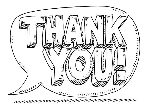 ilustrações de stock, clip art, desenhos animados e ícones de thank you text in speech bubble drawing - exclamation point vector white black