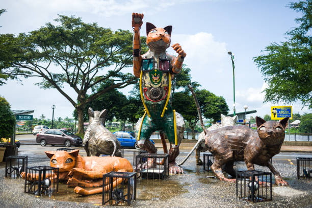 Kuching, Malaysia - 25 Jan, 2018 : The Kuching is meaning ‘Cat’ in Malay. There many Cat sculptures in the street, Kuching.