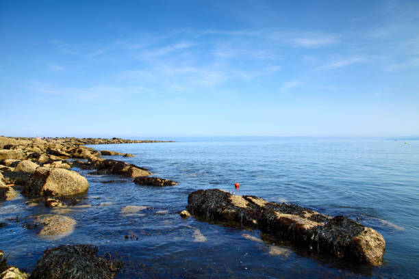 Senic view of the sea and rock pools taken from Filey Brigg North Yorkshire UK