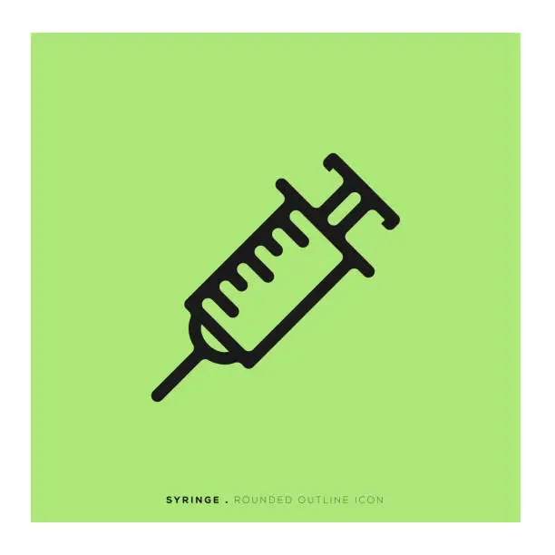 Vector illustration of Syringe Rounded Line Icon