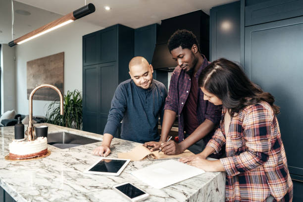 Multiracial family getting home consultation