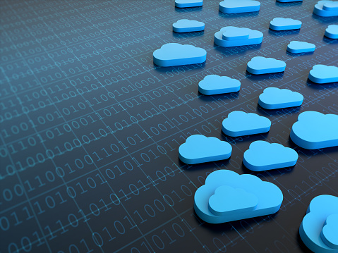 Cloud computing and network  concept with binary codes. ( 3d render )