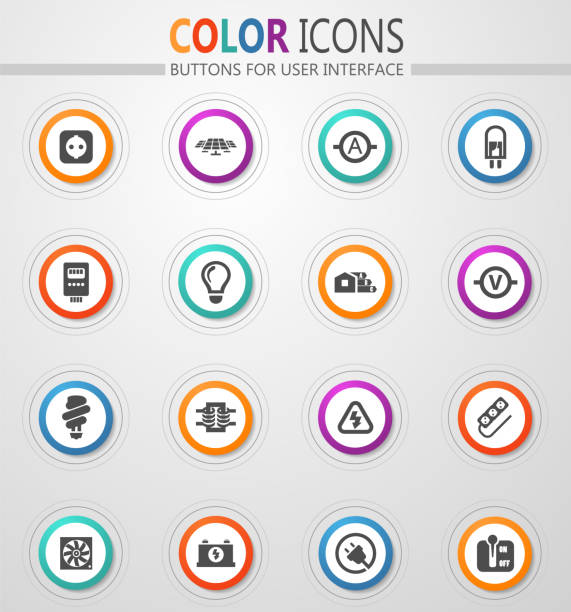 Electricity icon set Electricity vector icons for user interface design gang socket stock illustrations