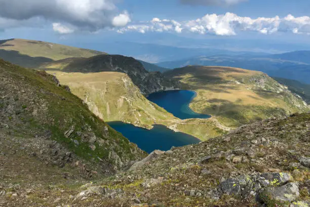Amazing summer view of  The Kidney and  the Eye lakes, Rila Mountain, The Seven Rila Lakes, Bulgaria