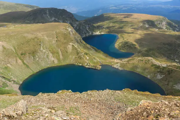 Amazing summer view of  The Kidney and  the Eye lakes, Rila Mountain, The Seven Rila Lakes, Bulgaria