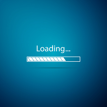 Loading icon isolated on blue background. Progress bar icon. Flat design. Vector Illustration